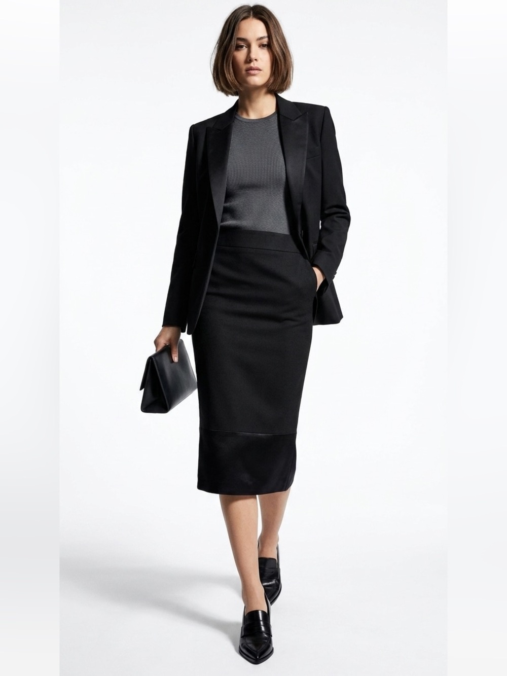L.A.M.B. Gwen Stefani Vintage Black Wool Pencil Skirt Sz 8 Y2K Office Cocktail